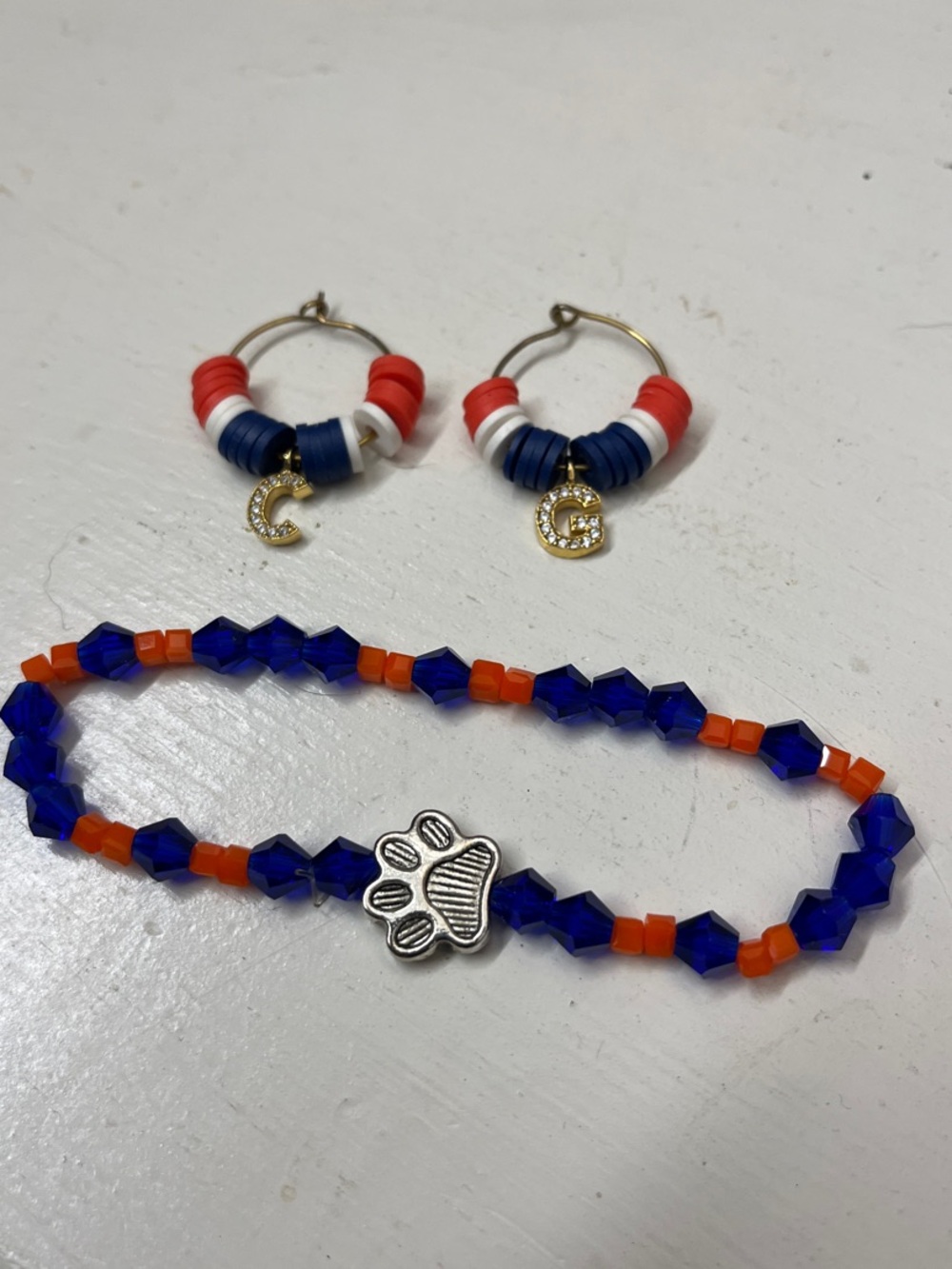 US Coast Guard Academy Bears - Beaded Bracelet and Earrings Set